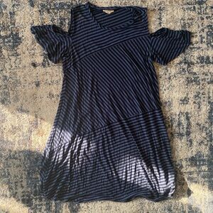 Striped Navy & Black Short Sleeve Dress